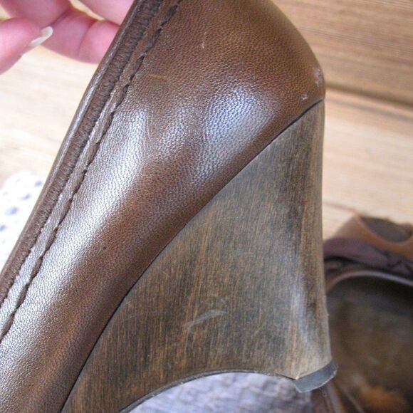 Miu Miu Brown Leather Wedge Shoes - Picture 6 of 11